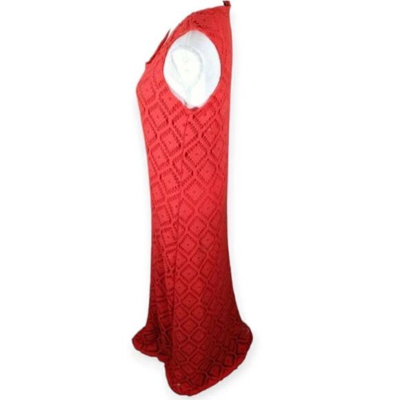 SHARAGANO ORANGE CROCHET OVERLAY MAXI DRESS SZ.16 EUC. - Picture 4 of 8